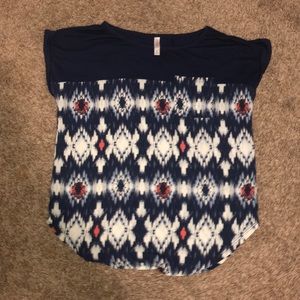 Blue white and pink shirt